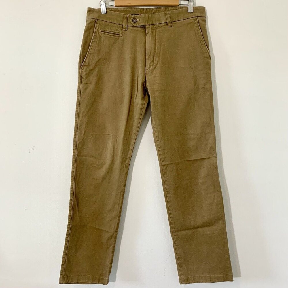 BRAX Pants Mens 33-32 KHAKI Brown Fabio Chino Straight Feel Good Covered